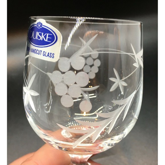 DUISKE GLASS Liqueur Cordial Glasses Set of 6 Hand Cut Irish Grape Vine NOS - Picture 5 of 11